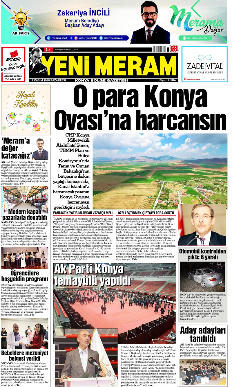18 Kasim 2018 Yeni Meram Gazetesi Yeni Meram