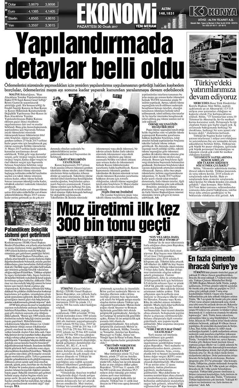 30 Ocak 2017 Yeni Meram Gazetesi