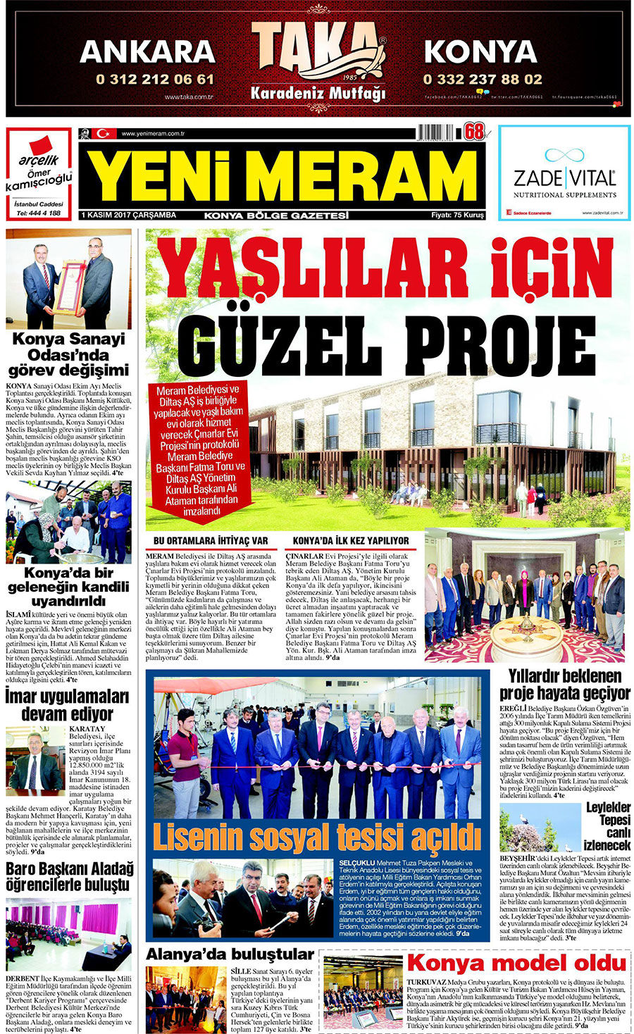 1 Kasım 2017 Yeni Meram Gazetesi