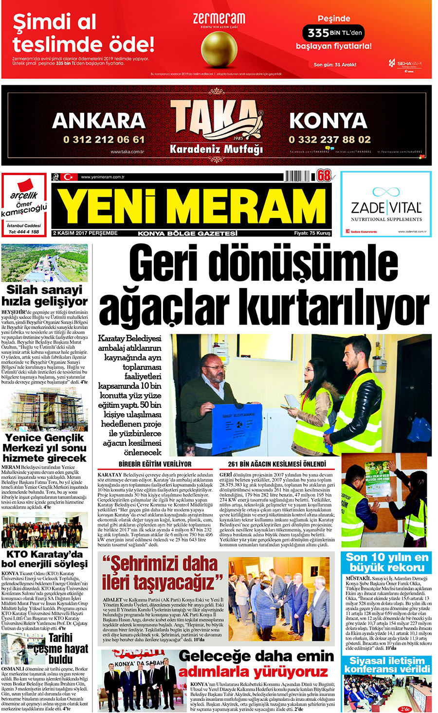 2 Kasım 2017 Yeni Meram Gazetesi