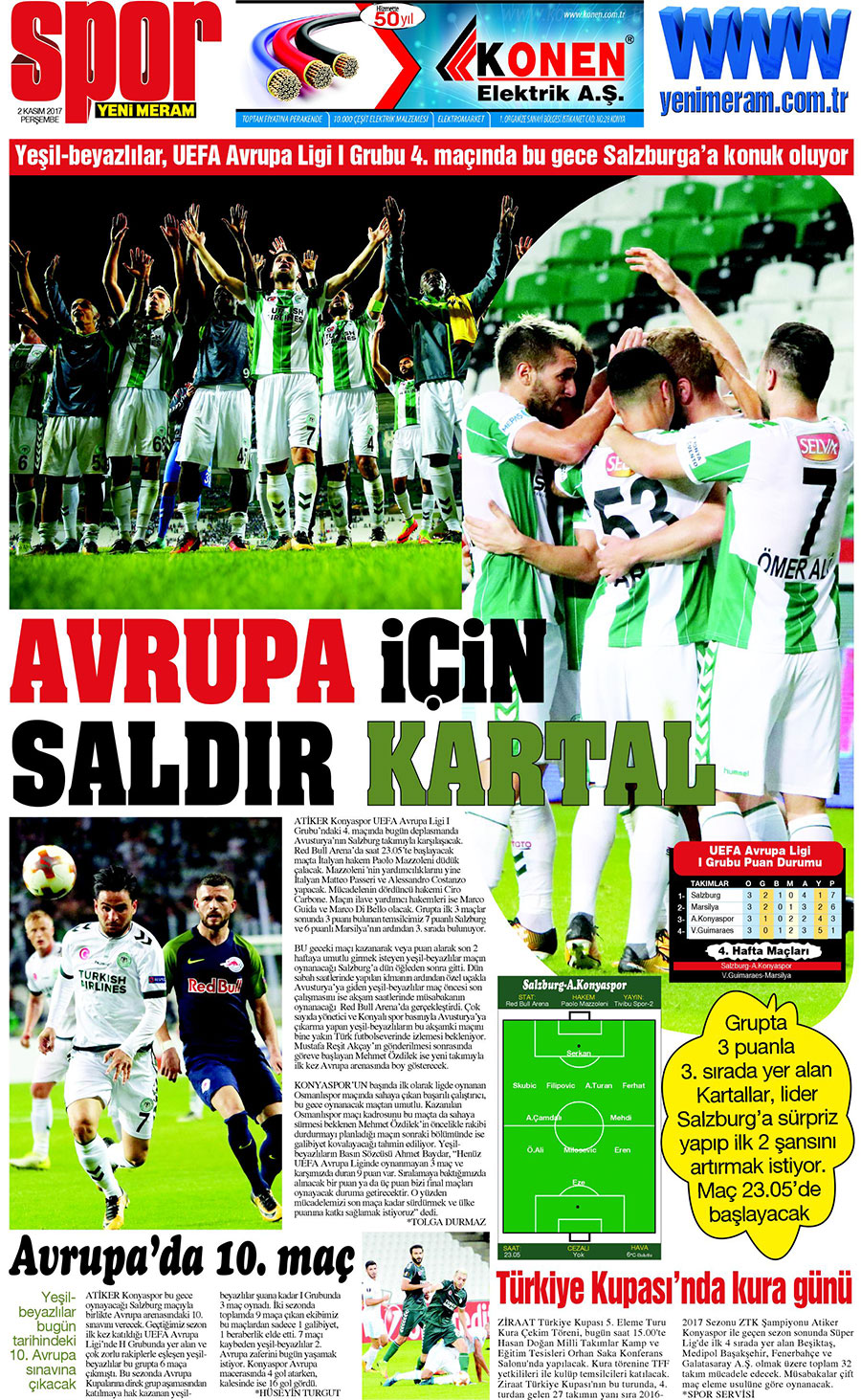 2 Kasım 2017 Yeni Meram Gazetesi