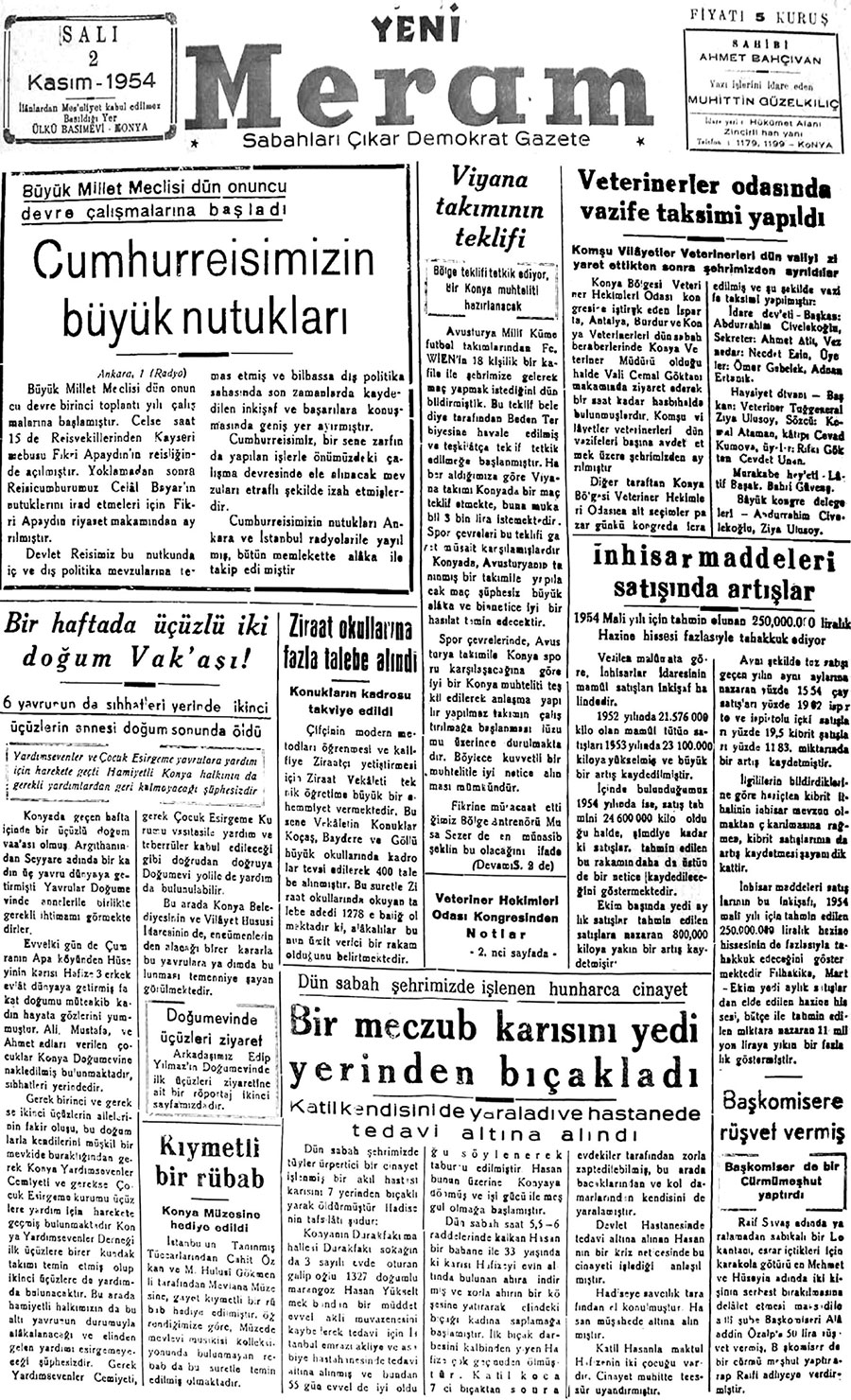 2 Kasım 2017 Yeni Meram Gazetesi