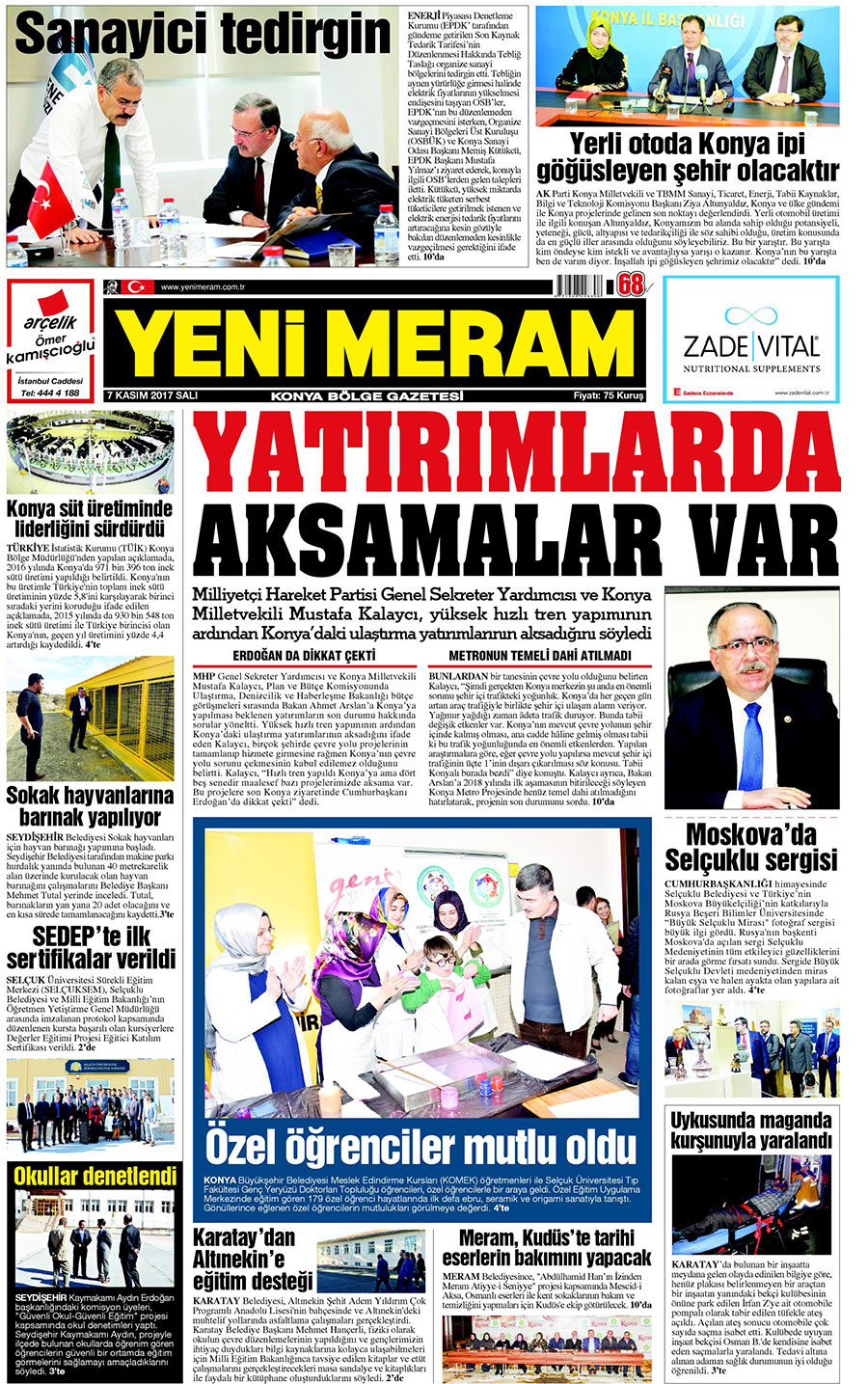 7 Kasım 2017 Yeni Meram Gazetesi