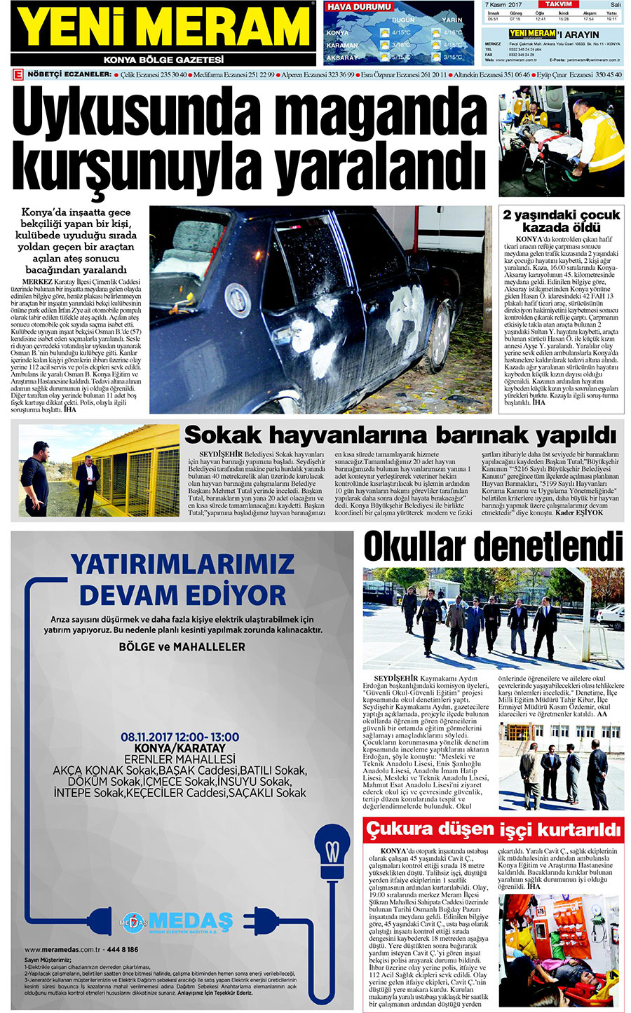 7 Kasım 2017 Yeni Meram Gazetesi