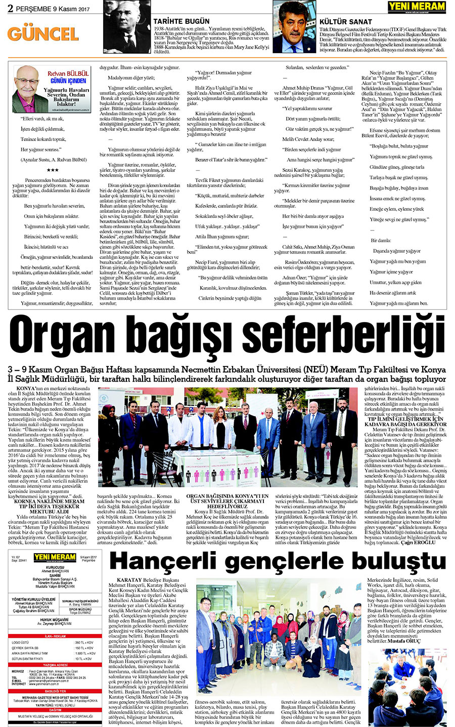 9 Kasım 2017 Yeni Meram Gazetesi