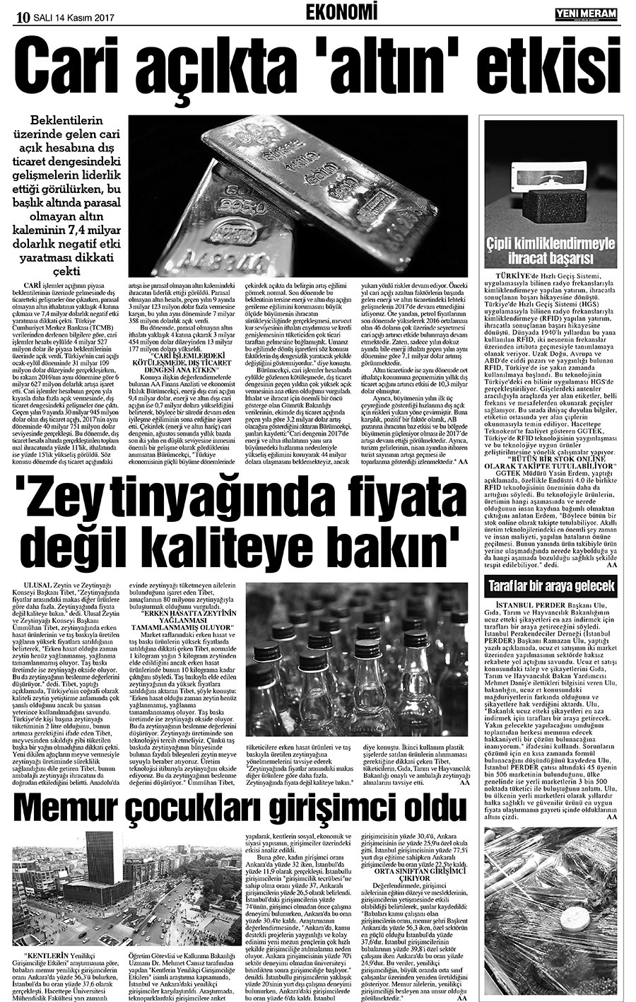 14 Kasım 2017 Yeni Meram Gazetesi