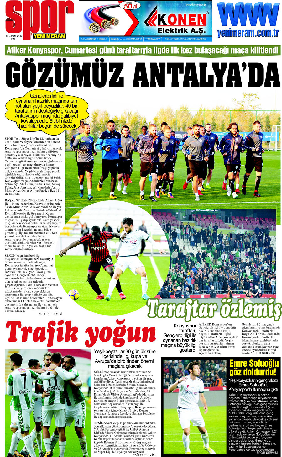 14 Kasım 2017 Yeni Meram Gazetesi