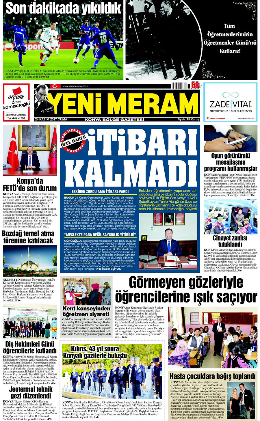 24 Kasım 2017 Yeni Meram Gazetesi