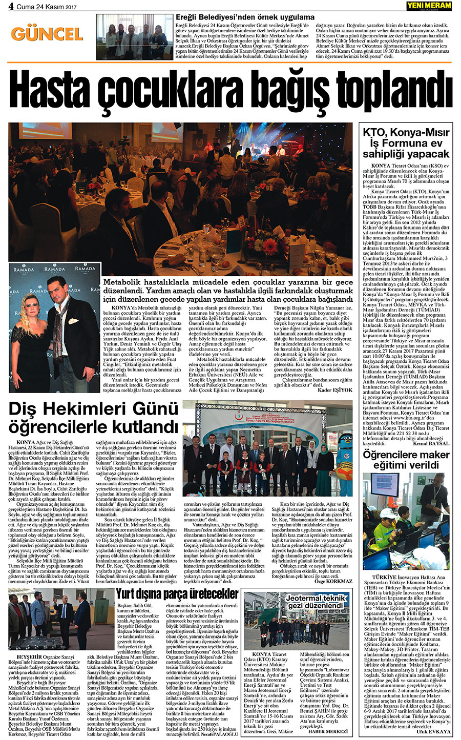 24 Kasım 2017 Yeni Meram Gazetesi