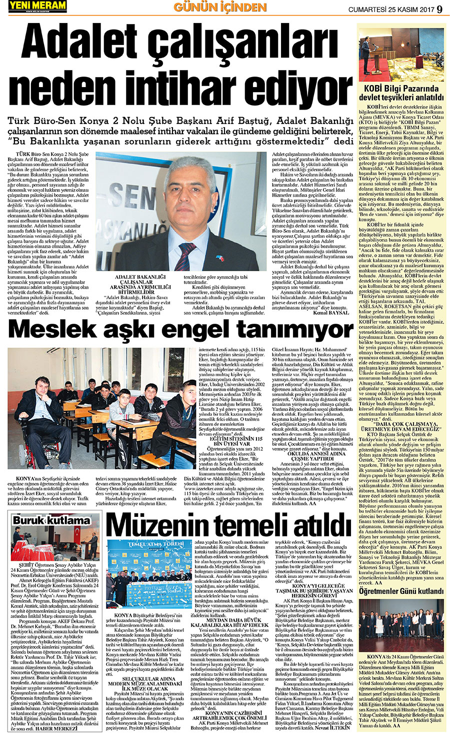 25 Kasım 2017 Yeni Meram Gazetesi