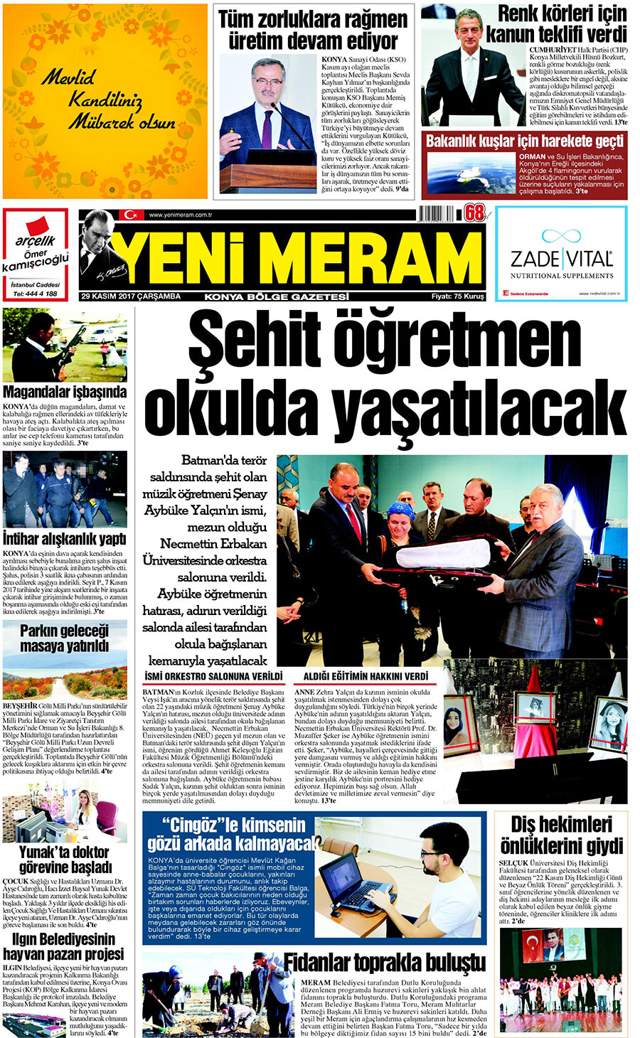 29 Kasım 2017 Yeni Meram Gazetesi