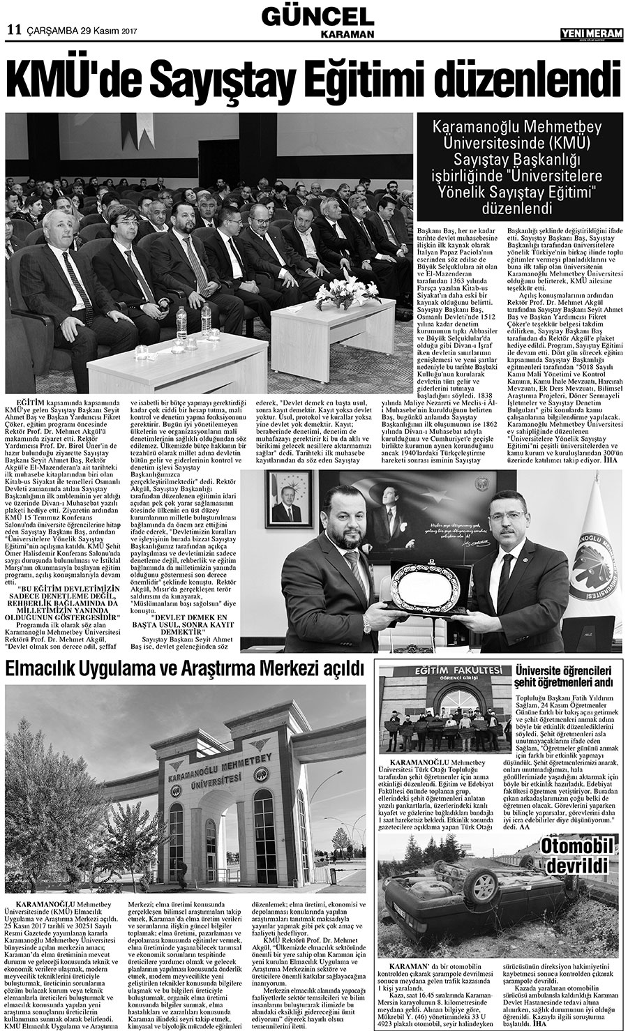 29 Kasım 2017 Yeni Meram Gazetesi