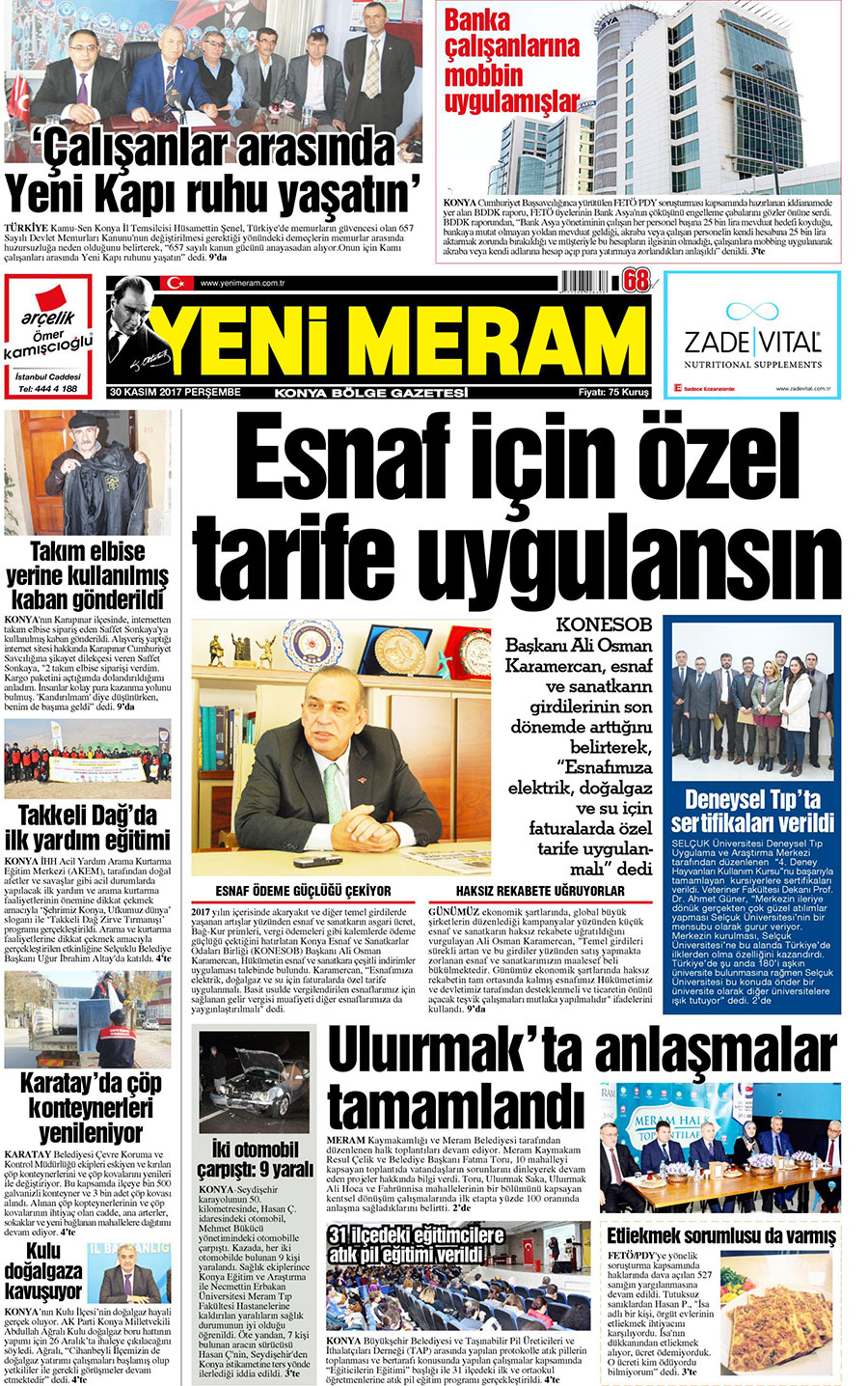 30 Kasım 2017 Yeni Meram Gazetesi