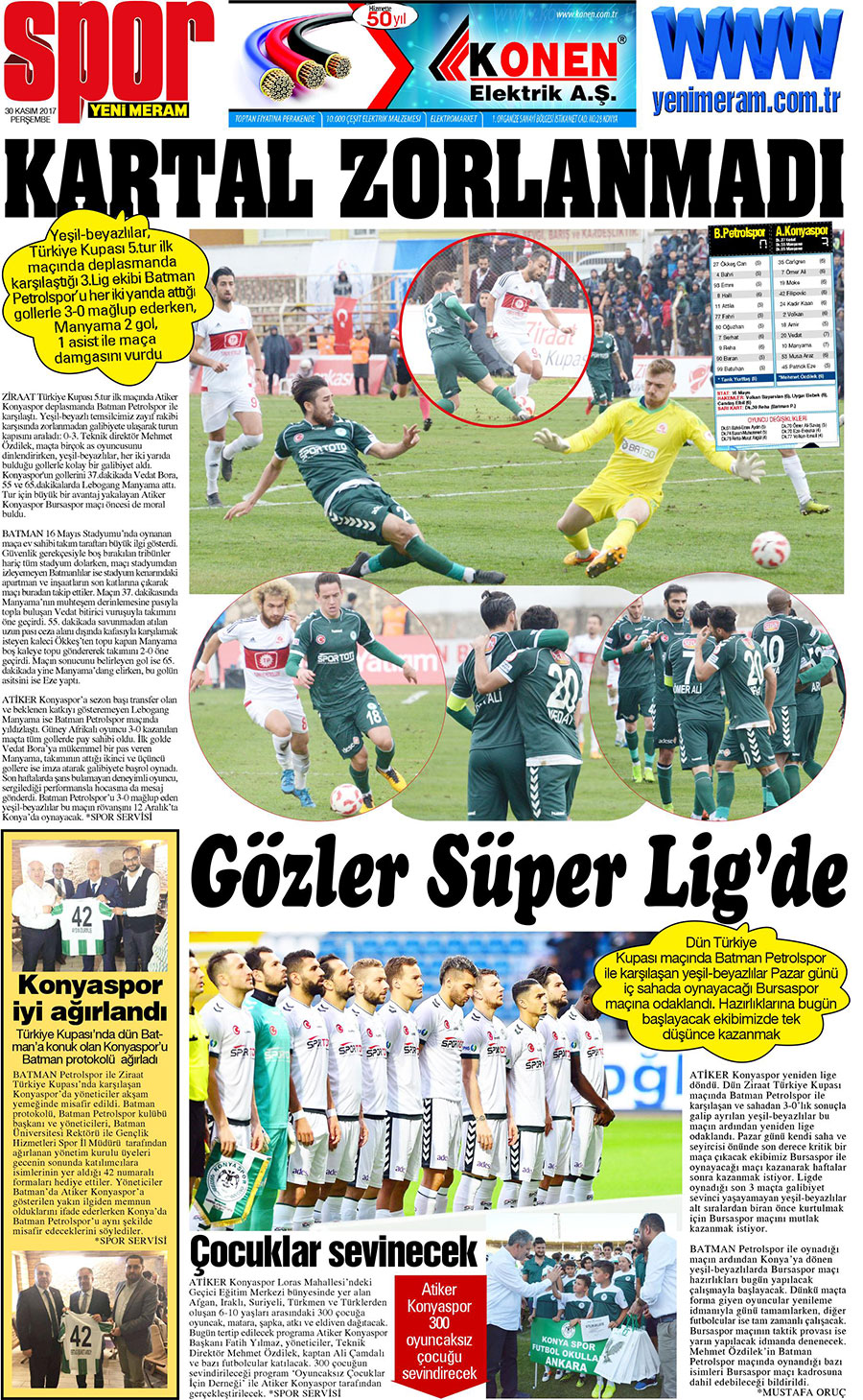 30 Kasım 2017 Yeni Meram Gazetesi