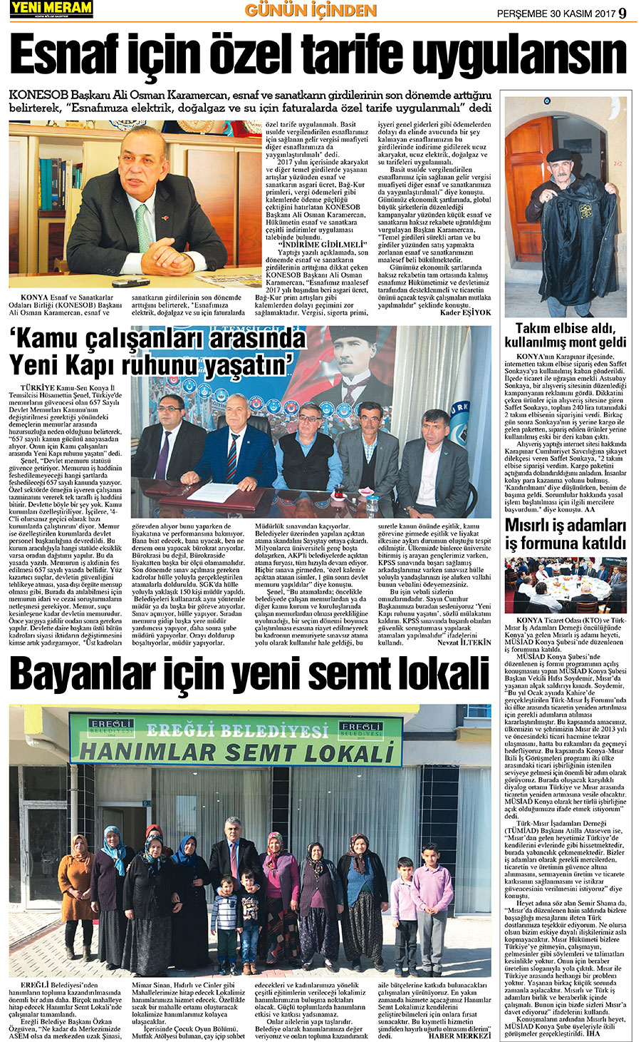 30 Kasım 2017 Yeni Meram Gazetesi