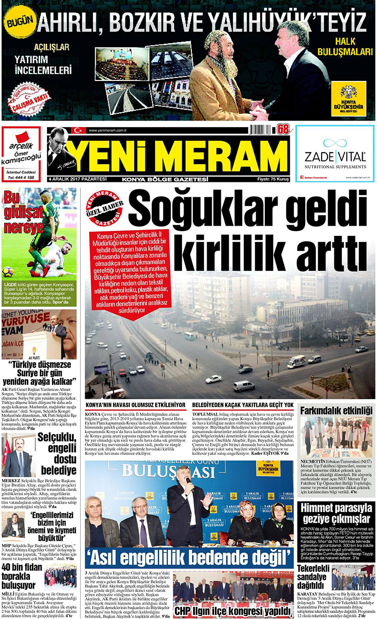 4 Aralık 2017 Yeni Meram Gazetesi