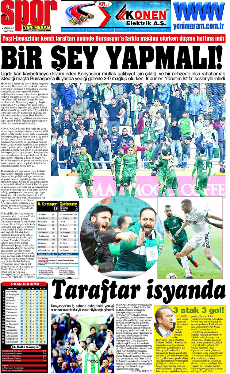 4 Aralık 2017 Yeni Meram Gazetesi