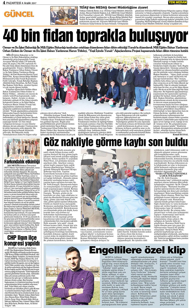 4 Aralık 2017 Yeni Meram Gazetesi