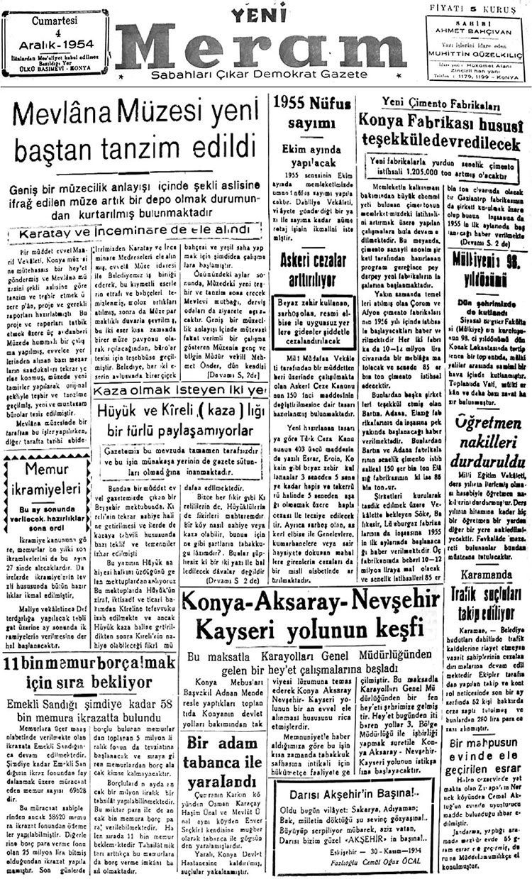 4 Aralık 2017 Yeni Meram Gazetesi