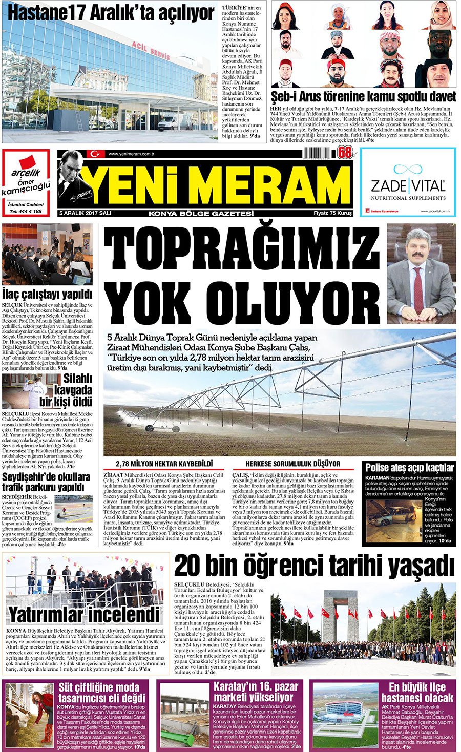 5 Aralık 2017 Yeni Meram Gazetesi