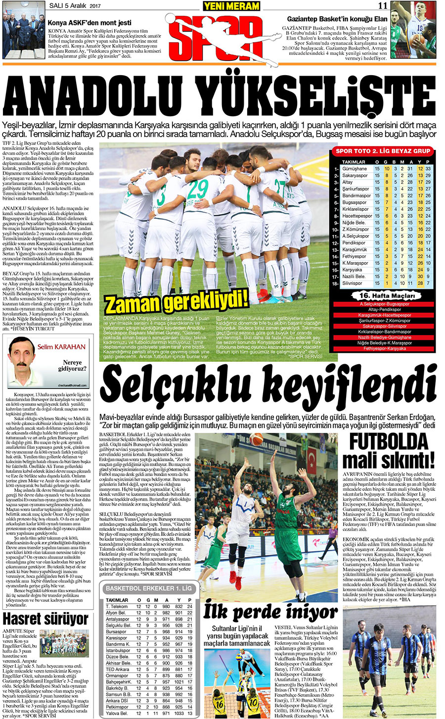 5 Aralık 2017 Yeni Meram Gazetesi