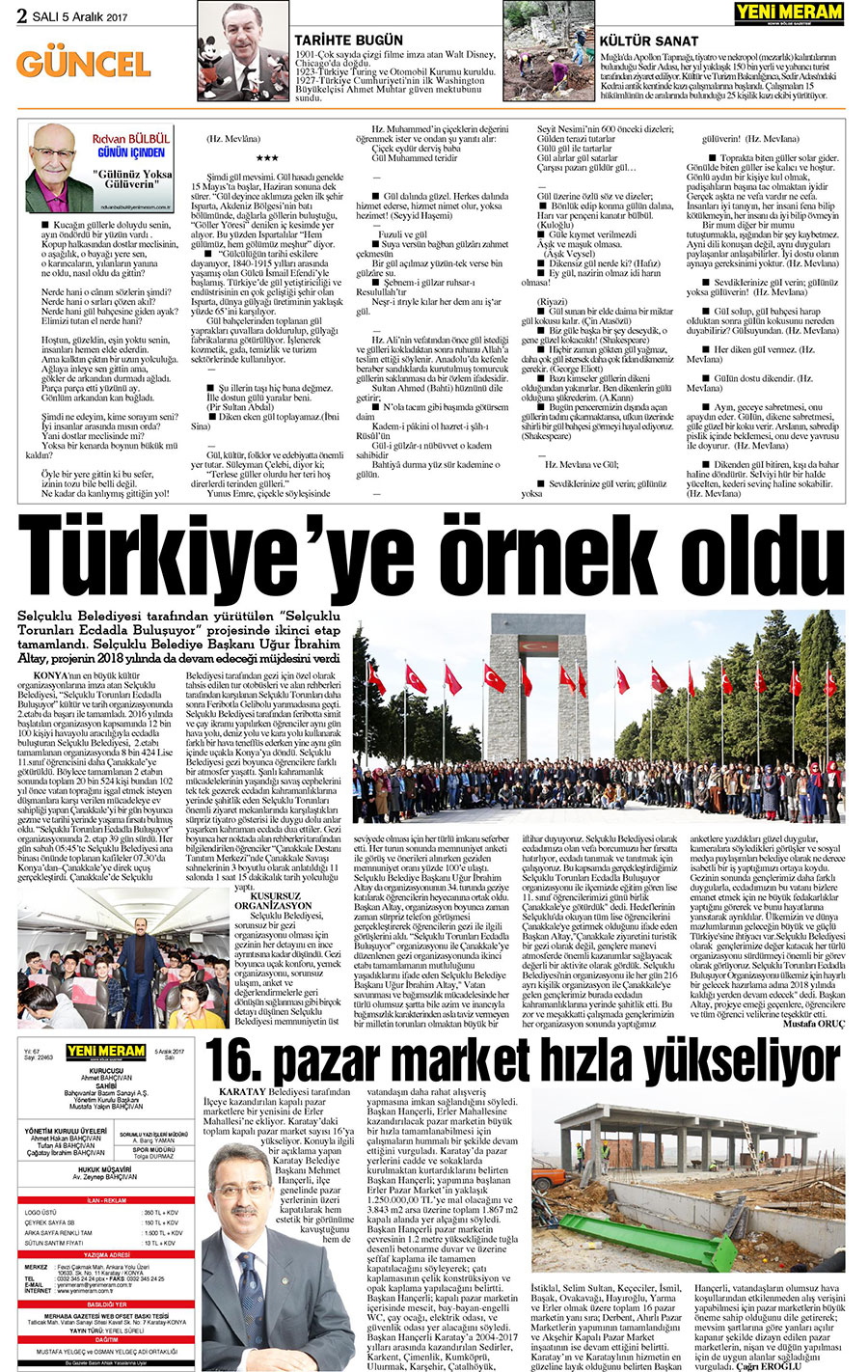 5 Aralık 2017 Yeni Meram Gazetesi