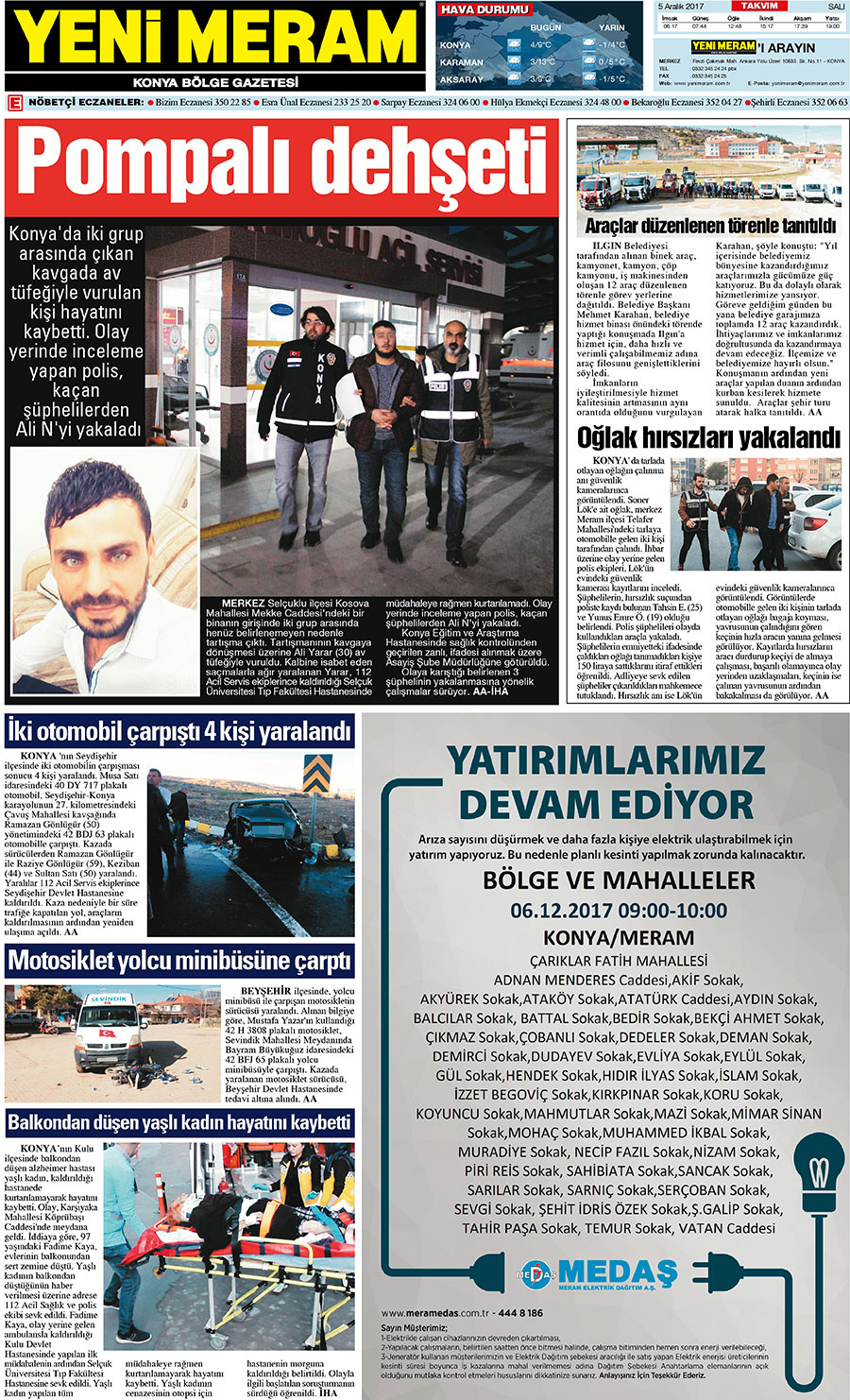 5 Aralık 2017 Yeni Meram Gazetesi