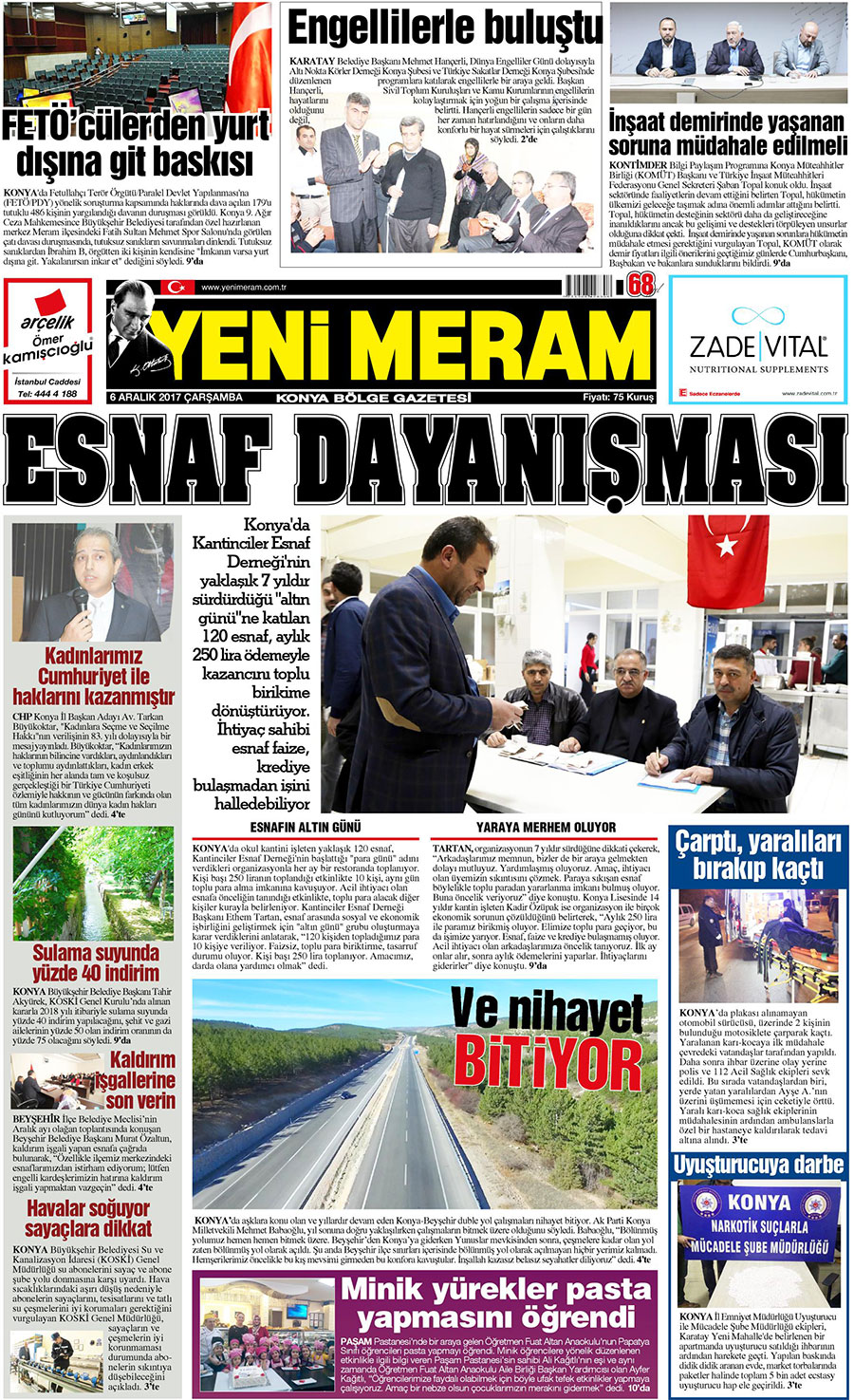 6 Aralık 2017 Yeni Meram Gazetesi