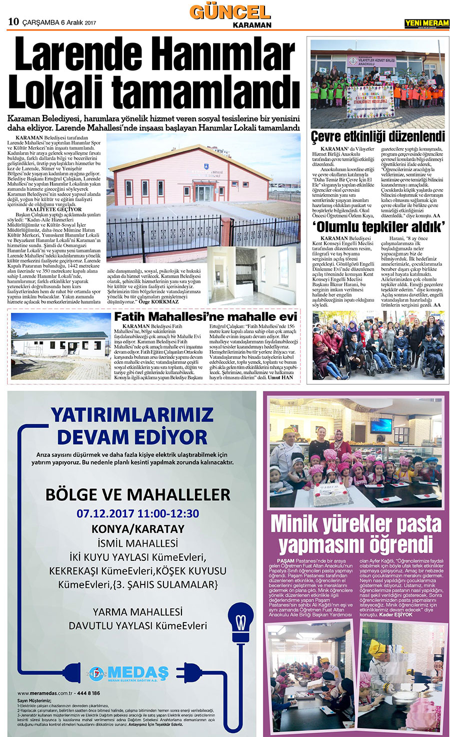 6 Aralık 2017 Yeni Meram Gazetesi