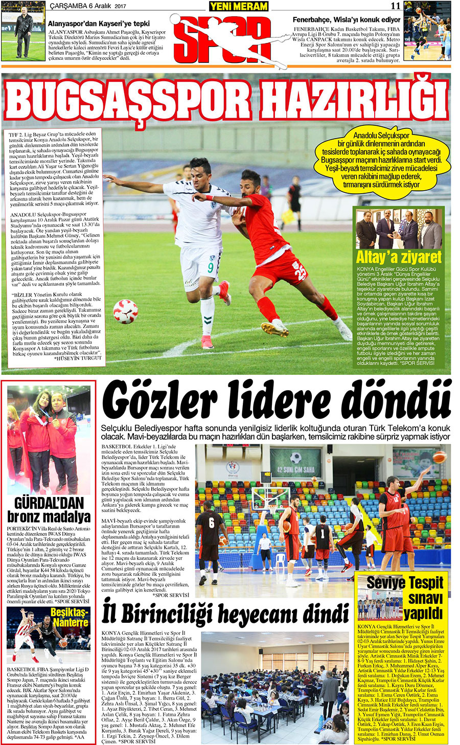 6 Aralık 2017 Yeni Meram Gazetesi