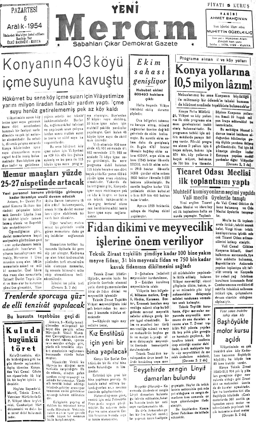 6 Aralık 2017 Yeni Meram Gazetesi