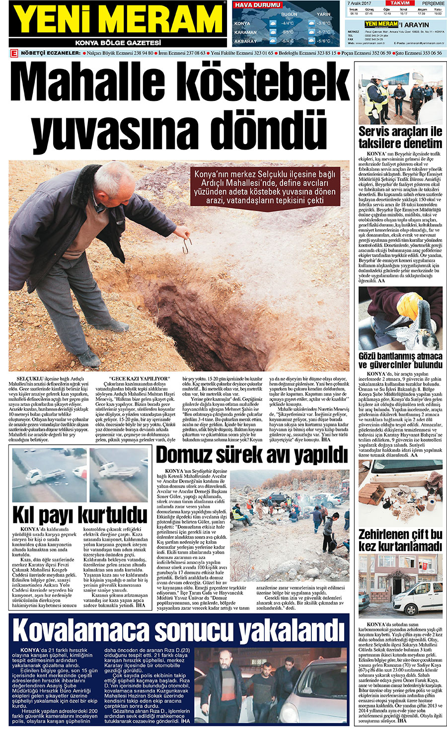 7 Aralık 2017 Yeni Meram Gazetesi