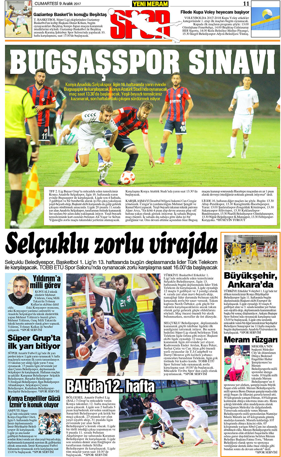 9 Aralık 2017 Yeni Meram Gazetesi