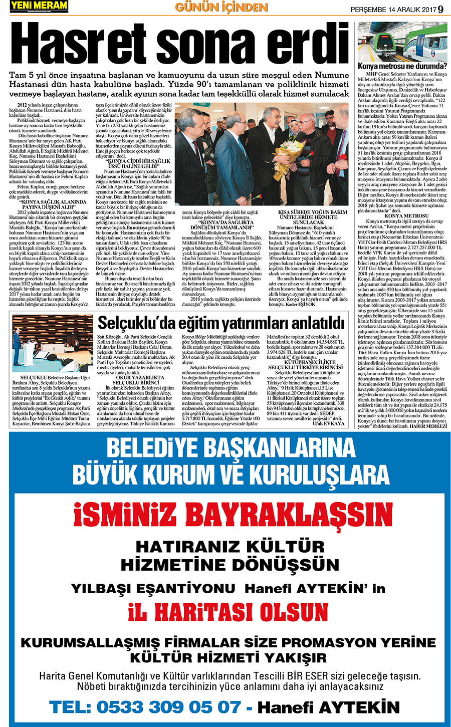 14 Aralık 2017 Yeni Meram Gazetesi