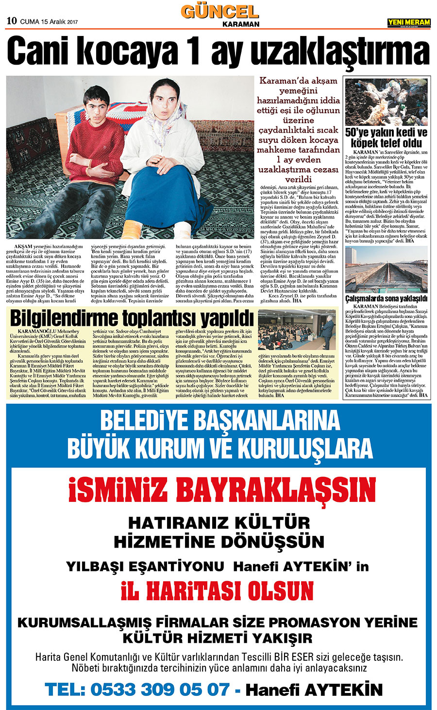 15 Aralık 2017 Yeni Meram Gazetesi