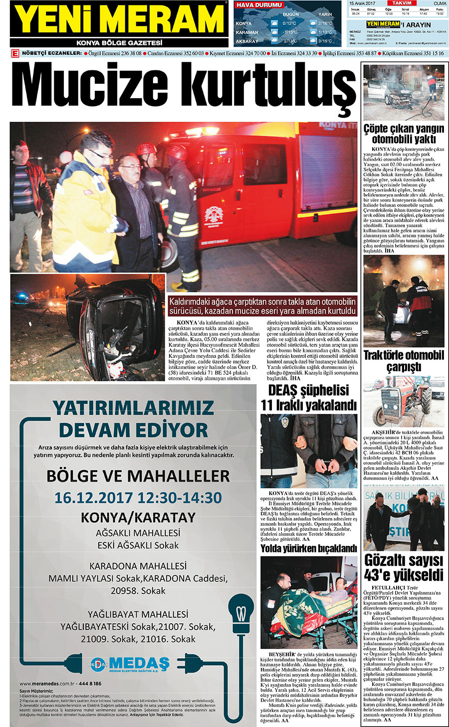 15 Aralık 2017 Yeni Meram Gazetesi