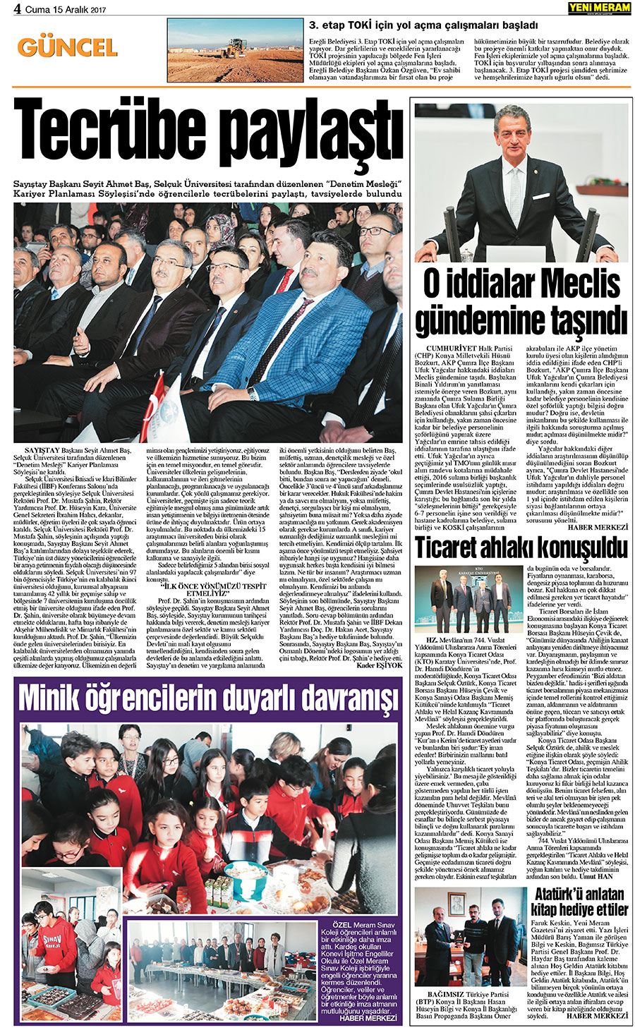 15 Aralık 2017 Yeni Meram Gazetesi