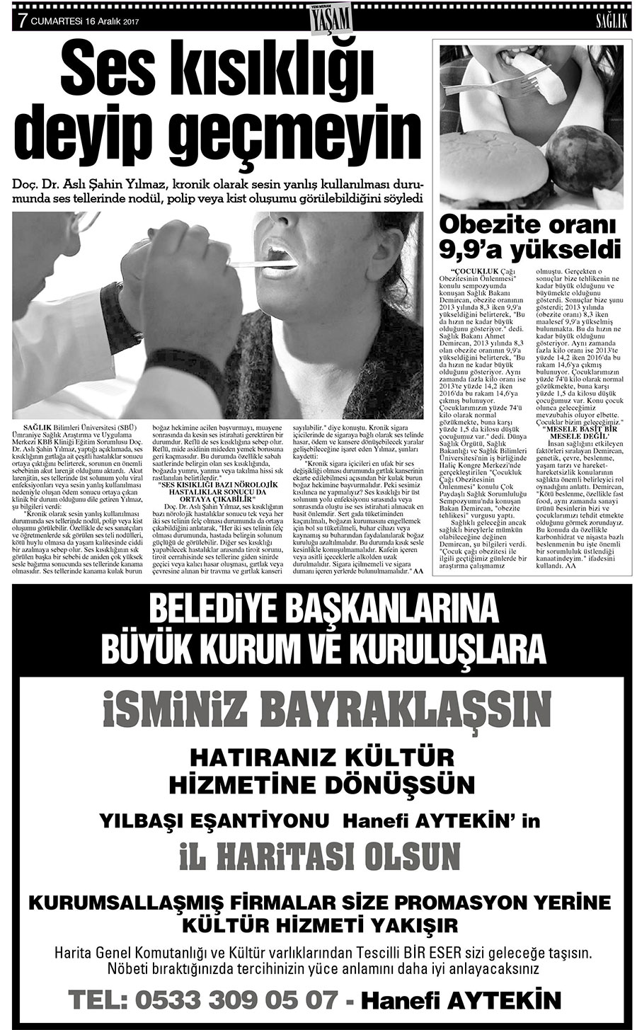 16 Aralık 2017 Yeni Meram Gazetesi