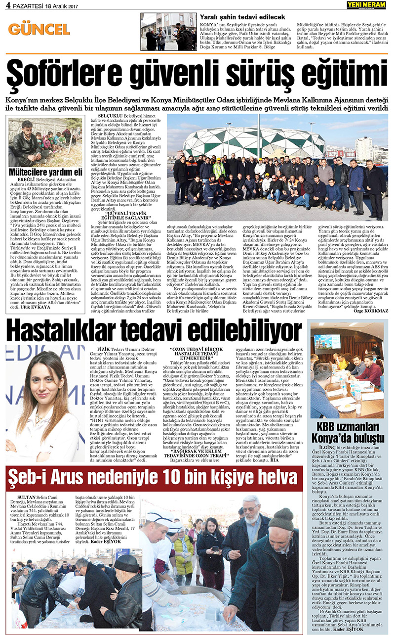 18 Aralık 2017 Yeni Meram Gazetesi