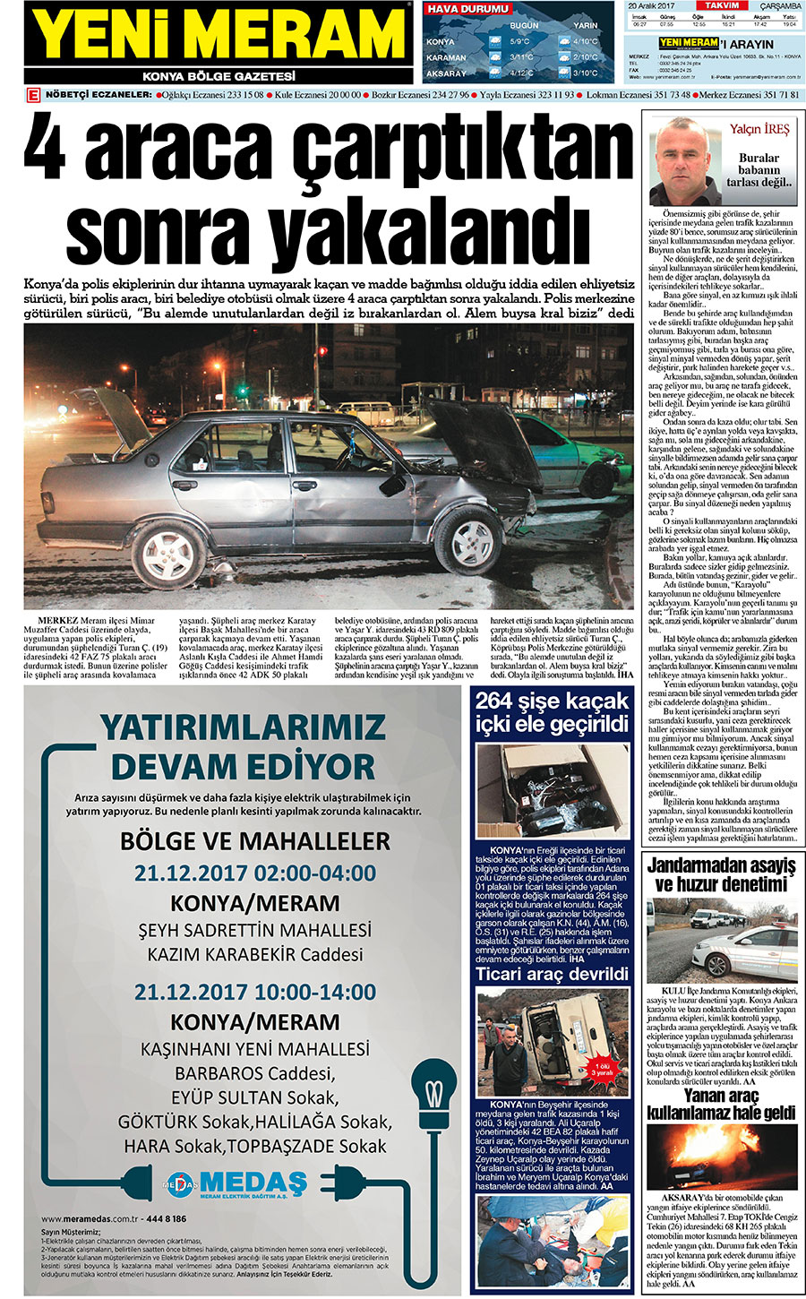 20 Aralık 2017 Yeni Meram Gazetesi