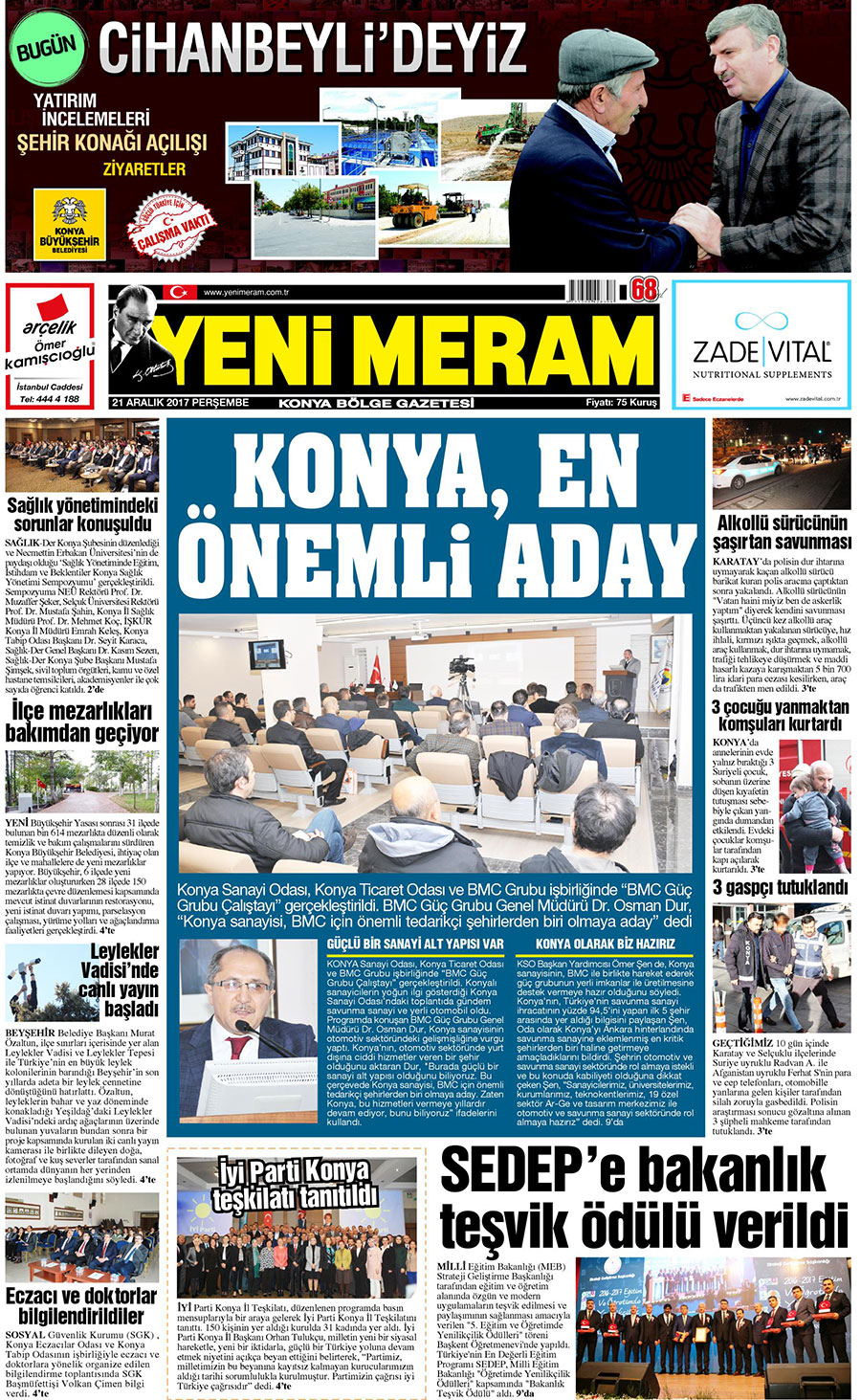 21 Aralık 2017 Yeni Meram Gazetesi