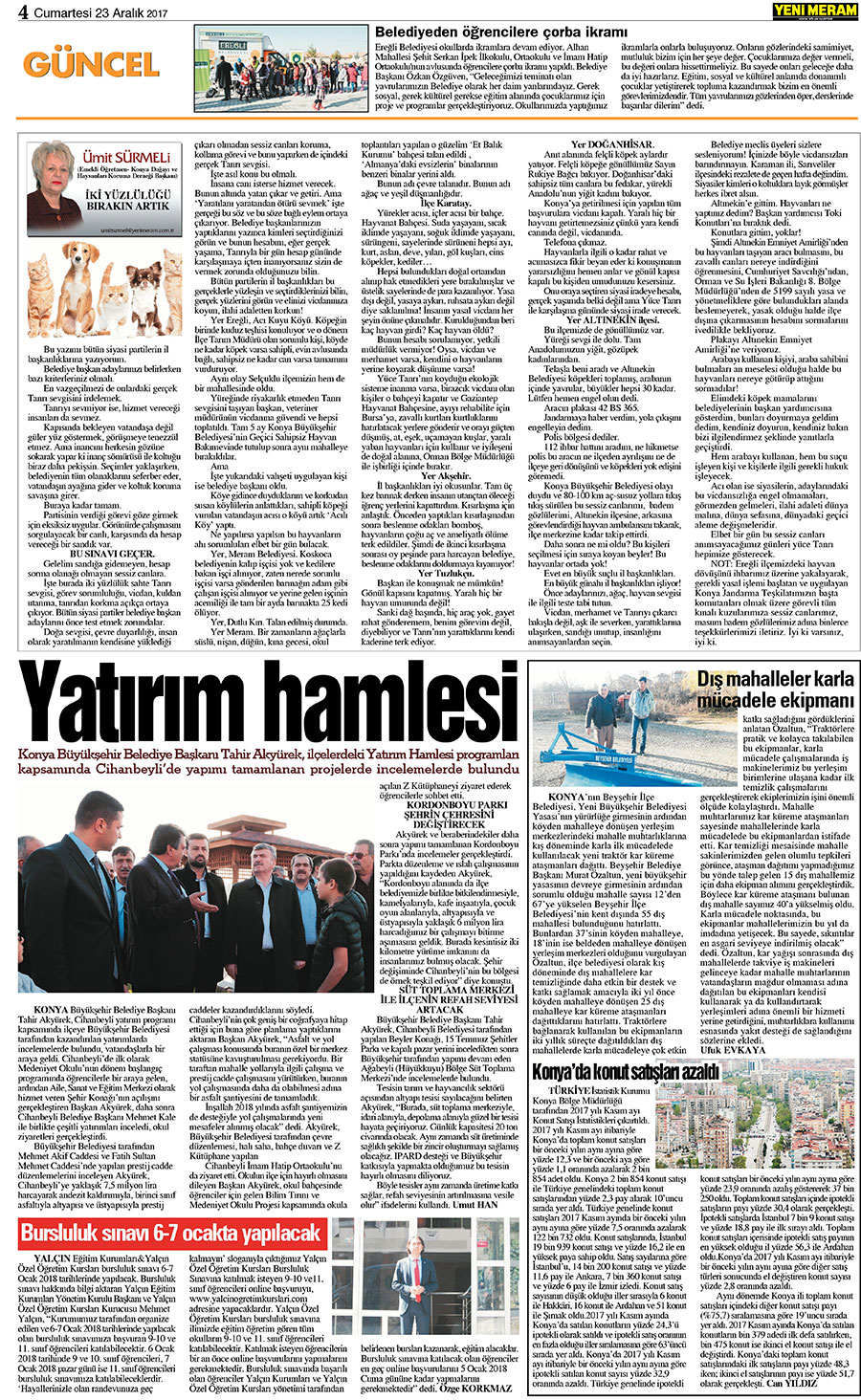 23 Aralık 2017 Yeni Meram Gazetesi