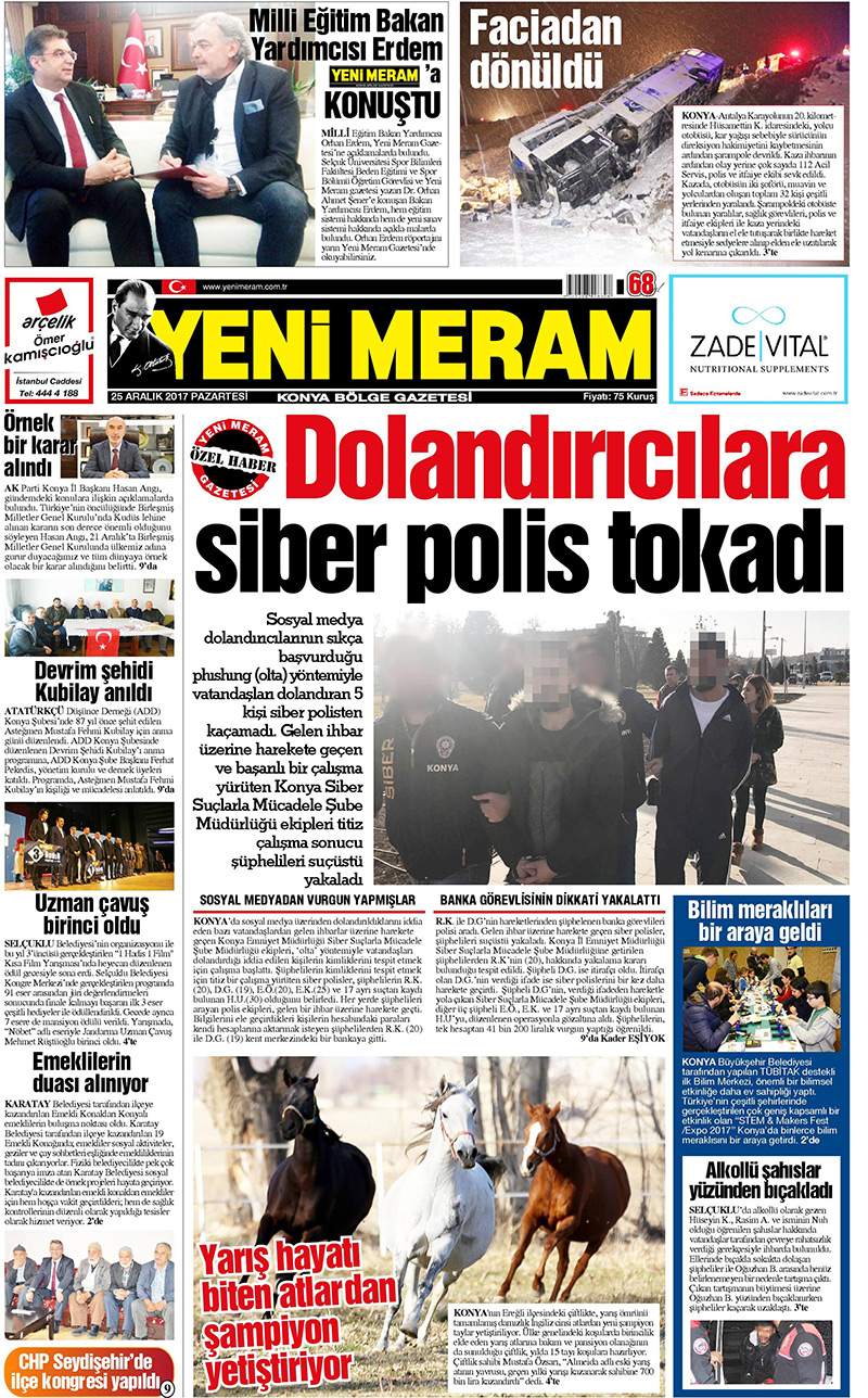 25 Aralık 2017 Yeni Meram Gazetesi