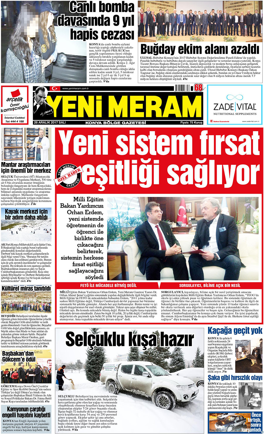 26 Aralık 2017 Yeni Meram Gazetesi