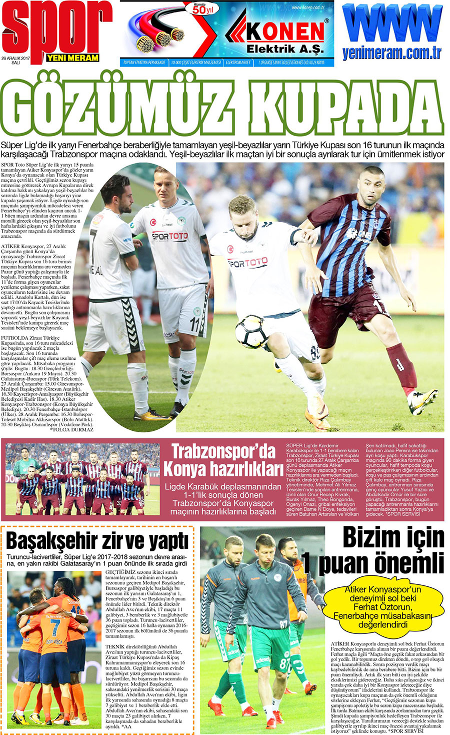 26 Aralık 2017 Yeni Meram Gazetesi