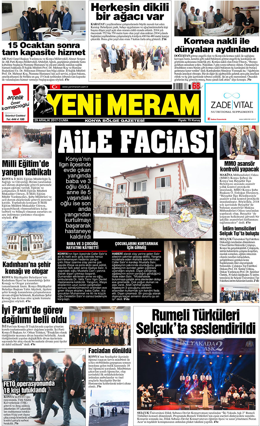 29 Aralık 2017 Yeni Meram Gazetesi