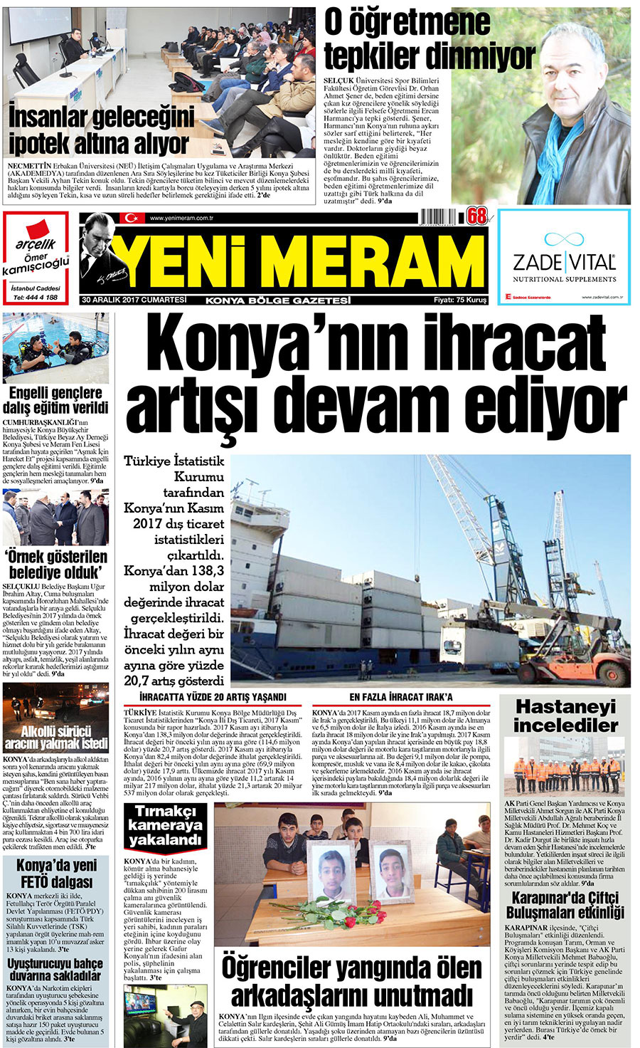 30 Aralık 2017 Yeni Meram Gazetesi