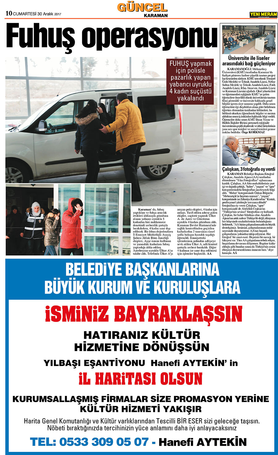 30 Aralık 2017 Yeni Meram Gazetesi