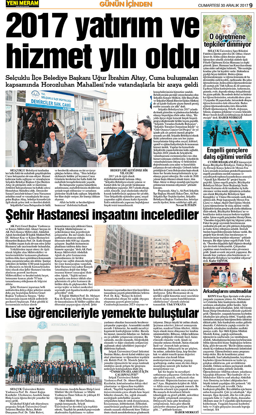 30 Aralık 2017 Yeni Meram Gazetesi