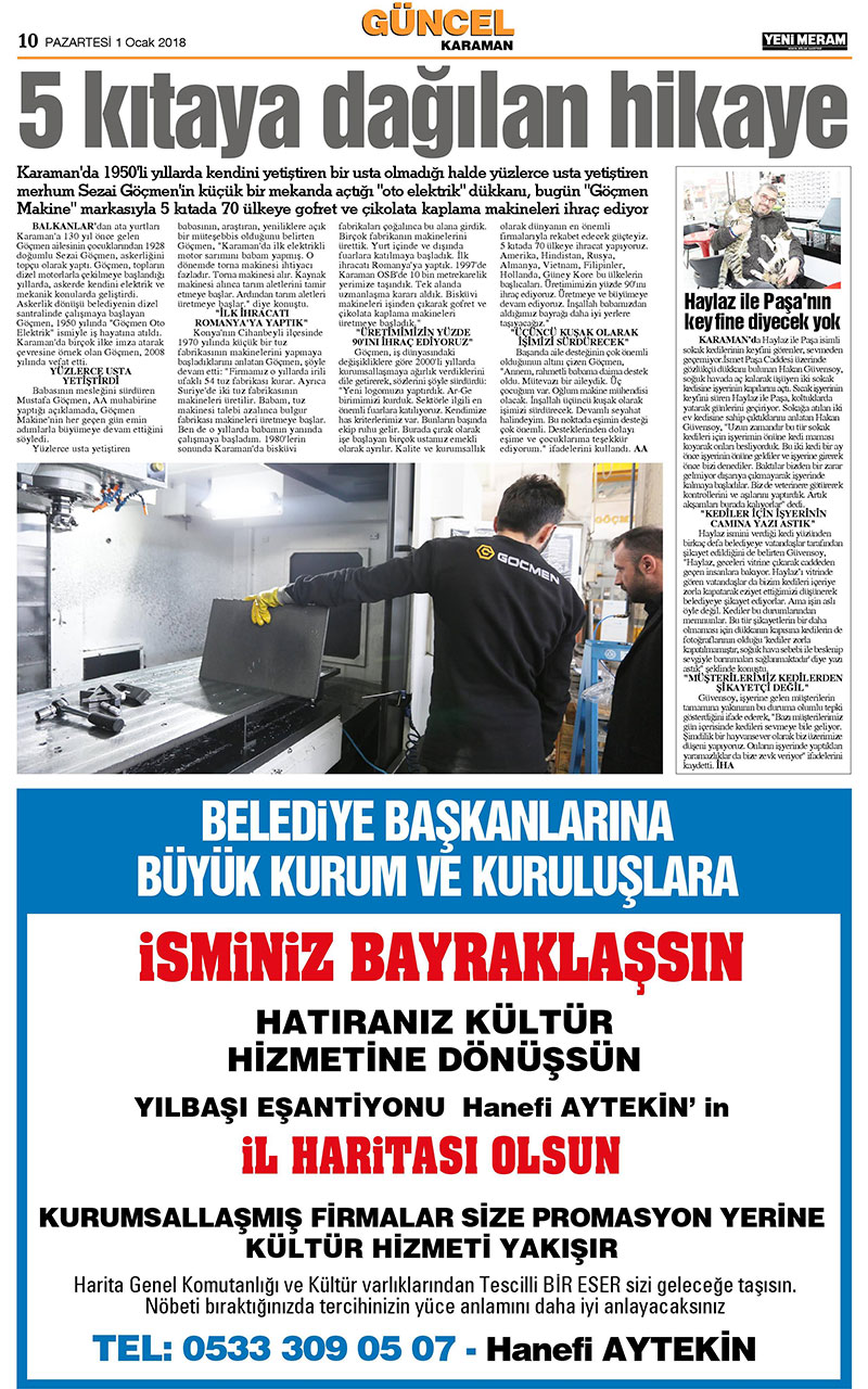 1 Ocak 2018 Yeni Meram Gazetesi